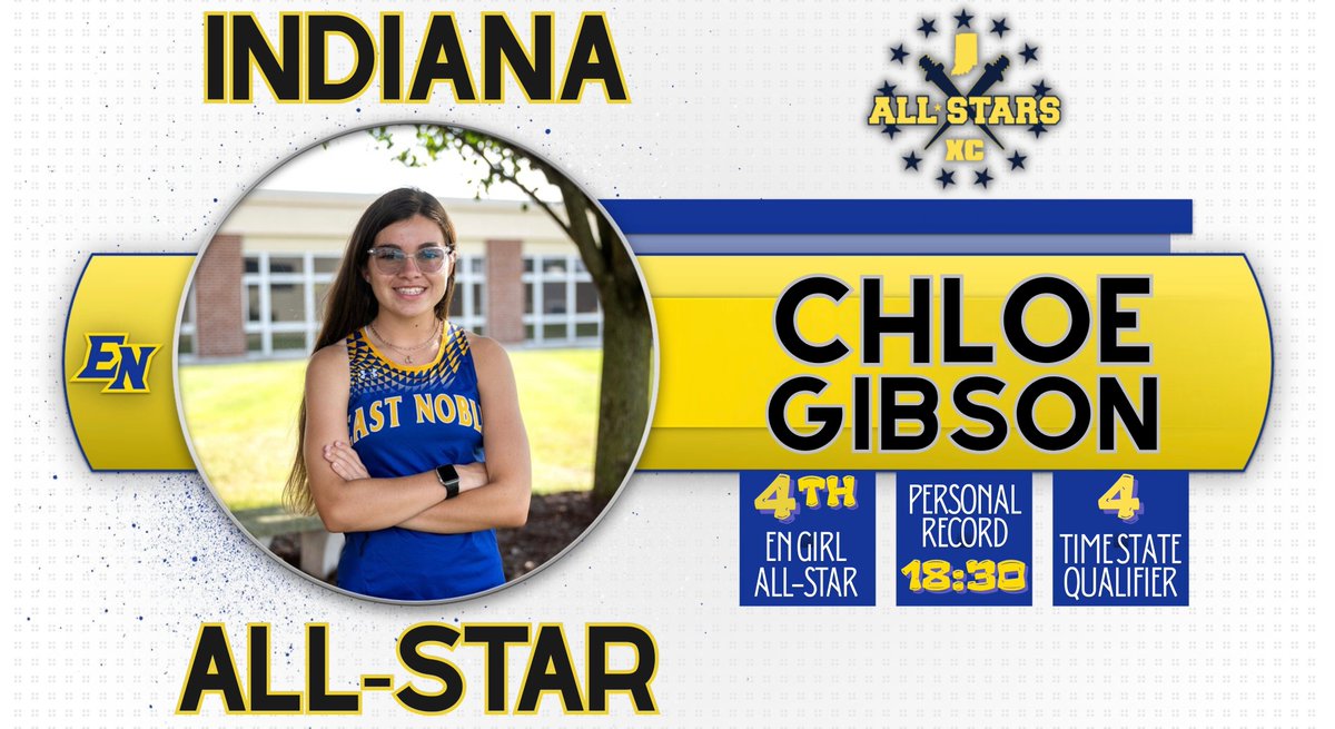 ENXC1's tweet image. Congratulations to ENXC runner Chloe Gibson for being one of 12 seniors in the state selected to the Indiana All Star Team.  She is only the 4th girl from East Noble to earn that honor.  She races in Dayton, Ohio  this weekend.   Good luck and an honor well earned!