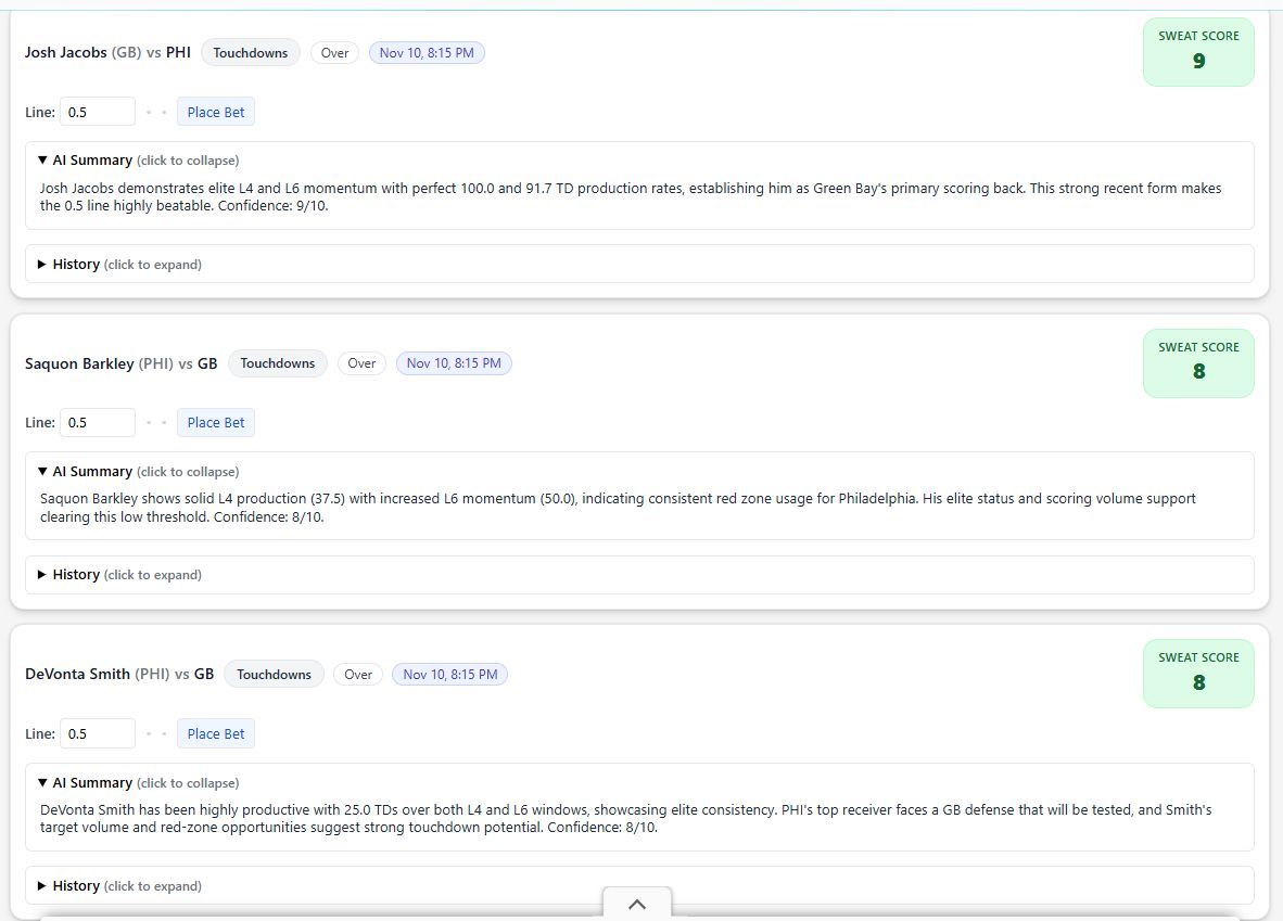 SweatAnalytics's tweet image. Touchdown Scorers for Eagles @ Packers:

Josh Jacobs
Saquon Barkley
DeVonta Smith
Jordan Love
Luke Musgrave
