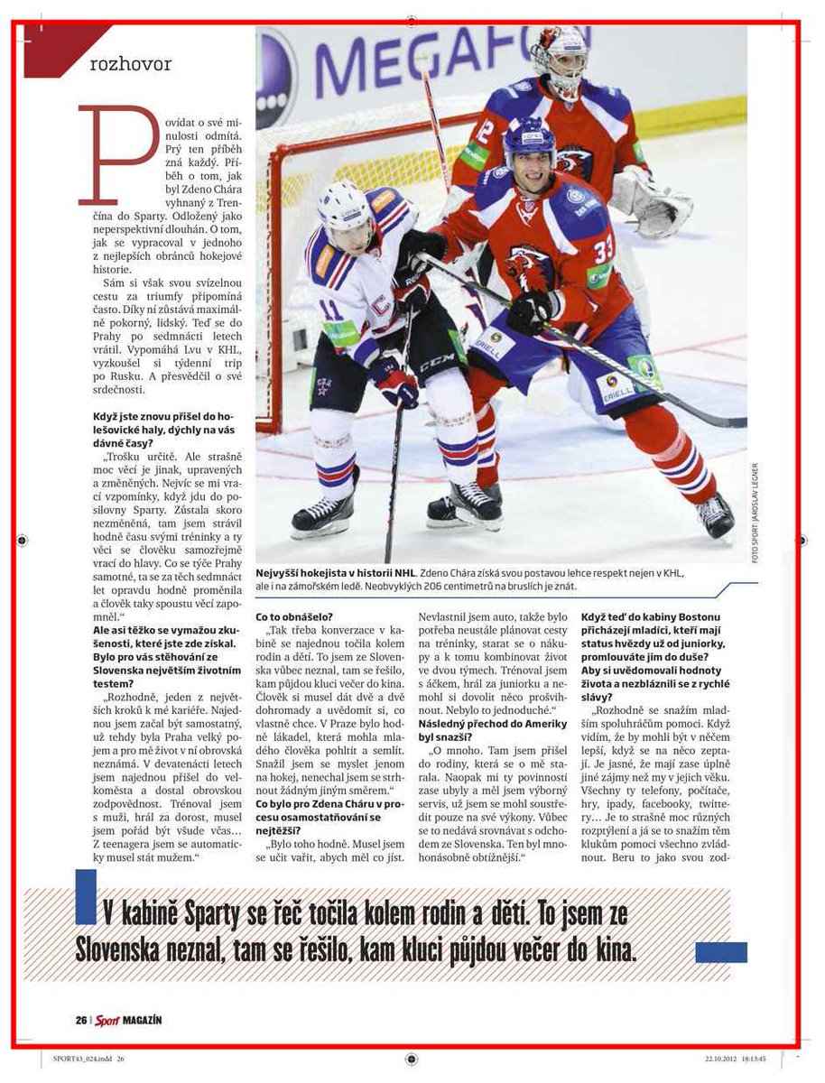 „Neboj, uděláme to.“
Už jsem se docela bál.

Úkol zněl jasně: „Přivez rozhovor se Zdenem Chárou.“
Naháněl jsem ho v Rusku týden.
„Neboj, uděláme to.“

Výluka v NHL v roce 2012 vrátila Cháru do Prahy. A najednou jsme spolu letěli do Kazaně.
rokprazdnin.cz/2025/11/11/dik…

#HHOF #legenda