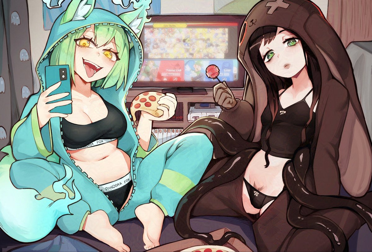 Kuki and Alice decide to have a sleepover 

Art done by <a href="/SunsetNiva/">SunsetNiva🐑🔞</a>. Such a positive experience and amazing art!