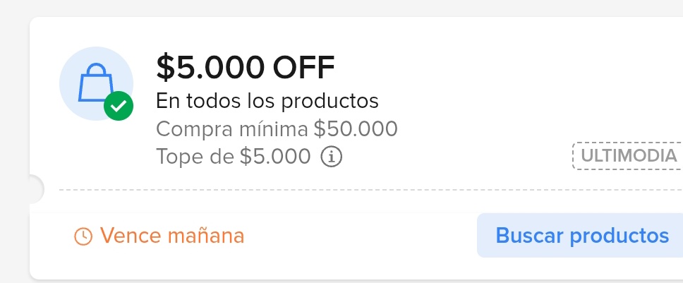 Cupon para Mercado Libre de $5.000 
ULTIMODIA