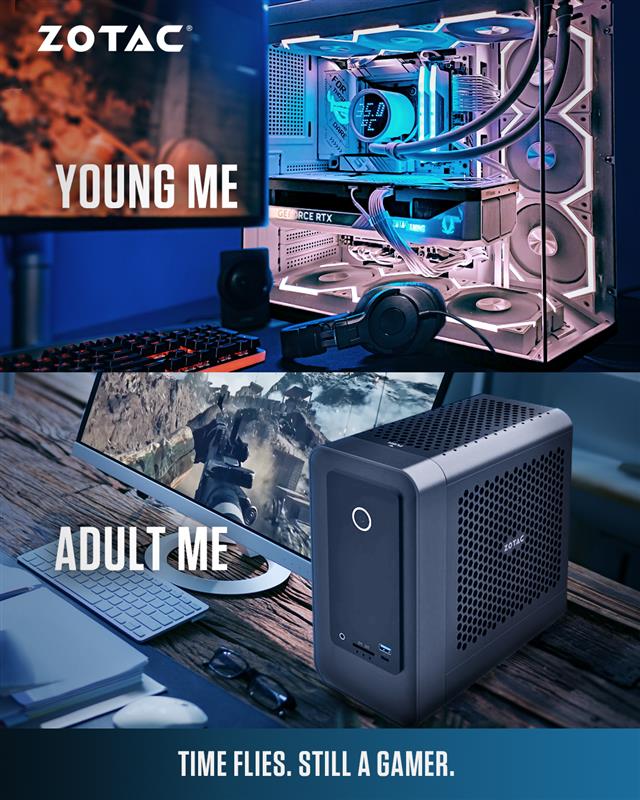 ZOTAC_JAPAN's tweet image. 若い頃は巨大なマシンを操っていた私から、大人になってからはSFFのちびっこモンスターに。
環境は変わっても、情熱は変わりません。
相変わらずゲーマーです。
zotac.co.jp/product/magnus…
#ZOTACGAMING #ZOTAC #GEFORCE #RTX #PcBuild #GPU #MINIPC #MAGNUSONE
