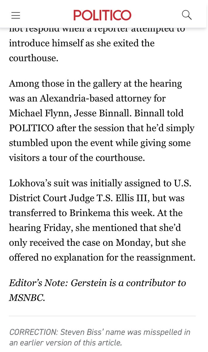 RebeccaRamaley's tweet image. Seems like Jesse Binnall might like borrowing pages from Devin Nunes’ lawyer, Steven Biss:  the SLAPP-happy lawfare guy who floods the courts with headline-bait lawsuits that never stick but smear the target in the press.

politico.com/news/2019/10/2…

telos.news/p/devin-nunes-…