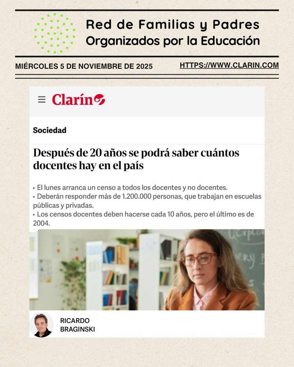 “Casi a ciegas. Así se planifica la política educativa hoy en la Argentina. Y eso es así porque las estadísticas oficiales lo que reflejan es una foto de lo que sucedía hace más de 20 años. En 2004 fue la última vez que se había hecho en el país un censo completo de docentes.”