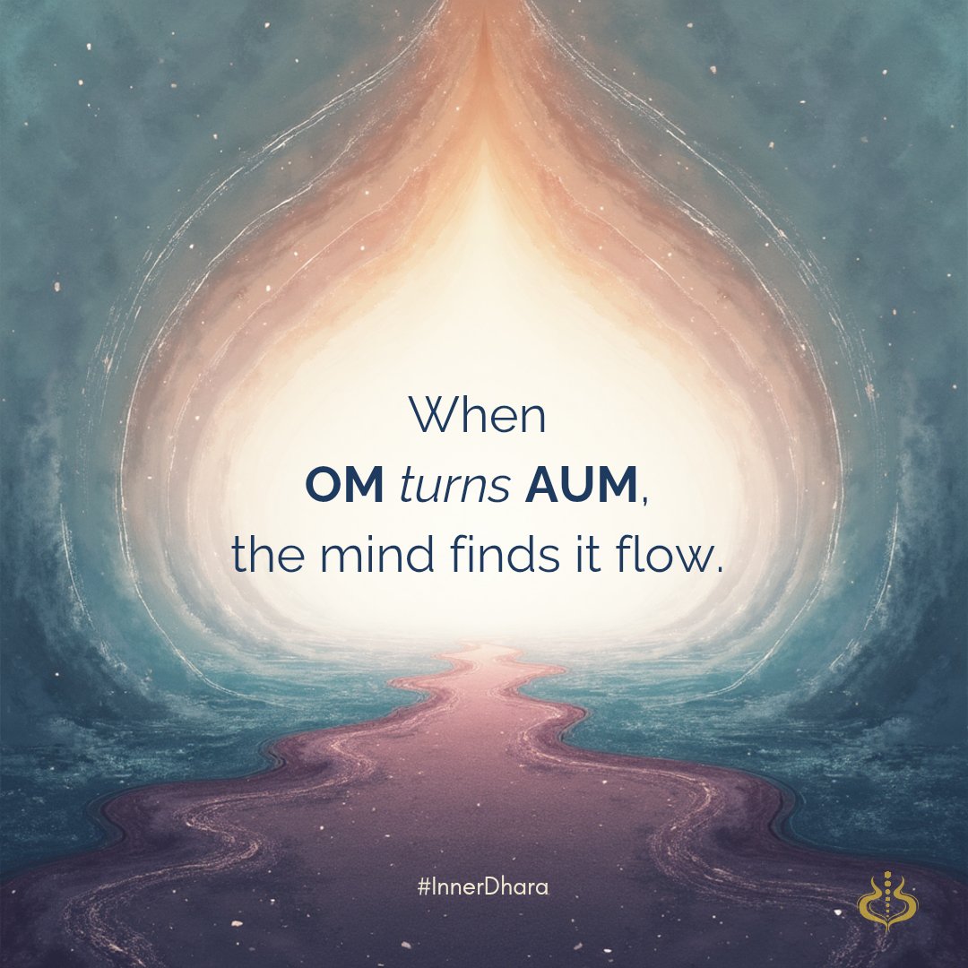 InnerDhara's tweet image. Pause. Breathe. Chant. Flow.

When OM turns AUM, the mind finds its flow.

When you chant with presence, OM turns into AUM, the complete flow of consciousness. It’s not just a sound -  it’s a reminder to flow with your mind, not against it.

#InnerDhara #MindfulFlow #AUM #OM