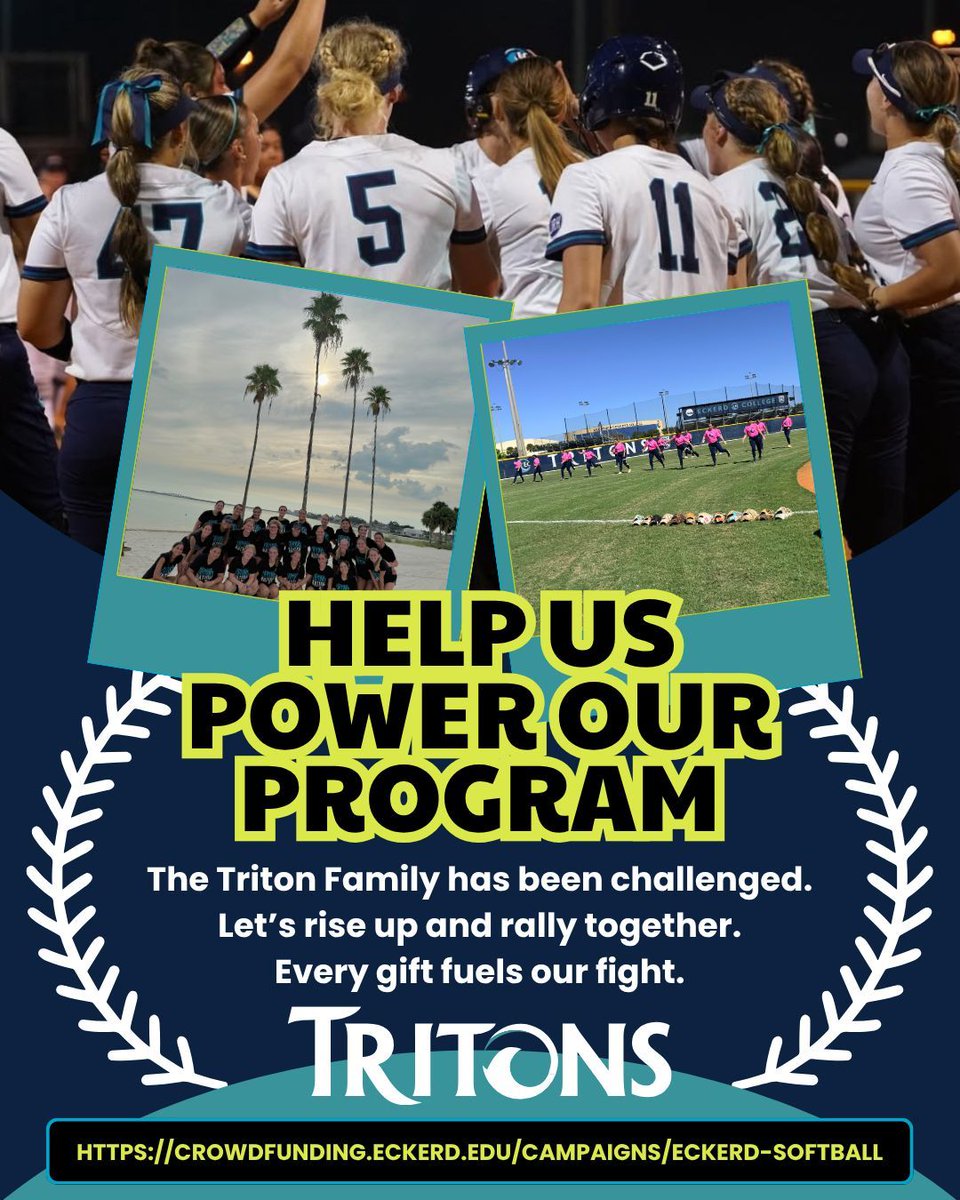 EckerdSoftball's tweet photo. Fuel the Fire π₯ Join the Triton Family Challenge
πͺ Every dollar strengthens our team.
π Every gift builds our future.
π± Every Triton matters. π
Support Eckerd Softball today β https://t.co/fsXL02jPHnοΏΌ
#CatchTheWave π https://t.co/8lhLJWs1au