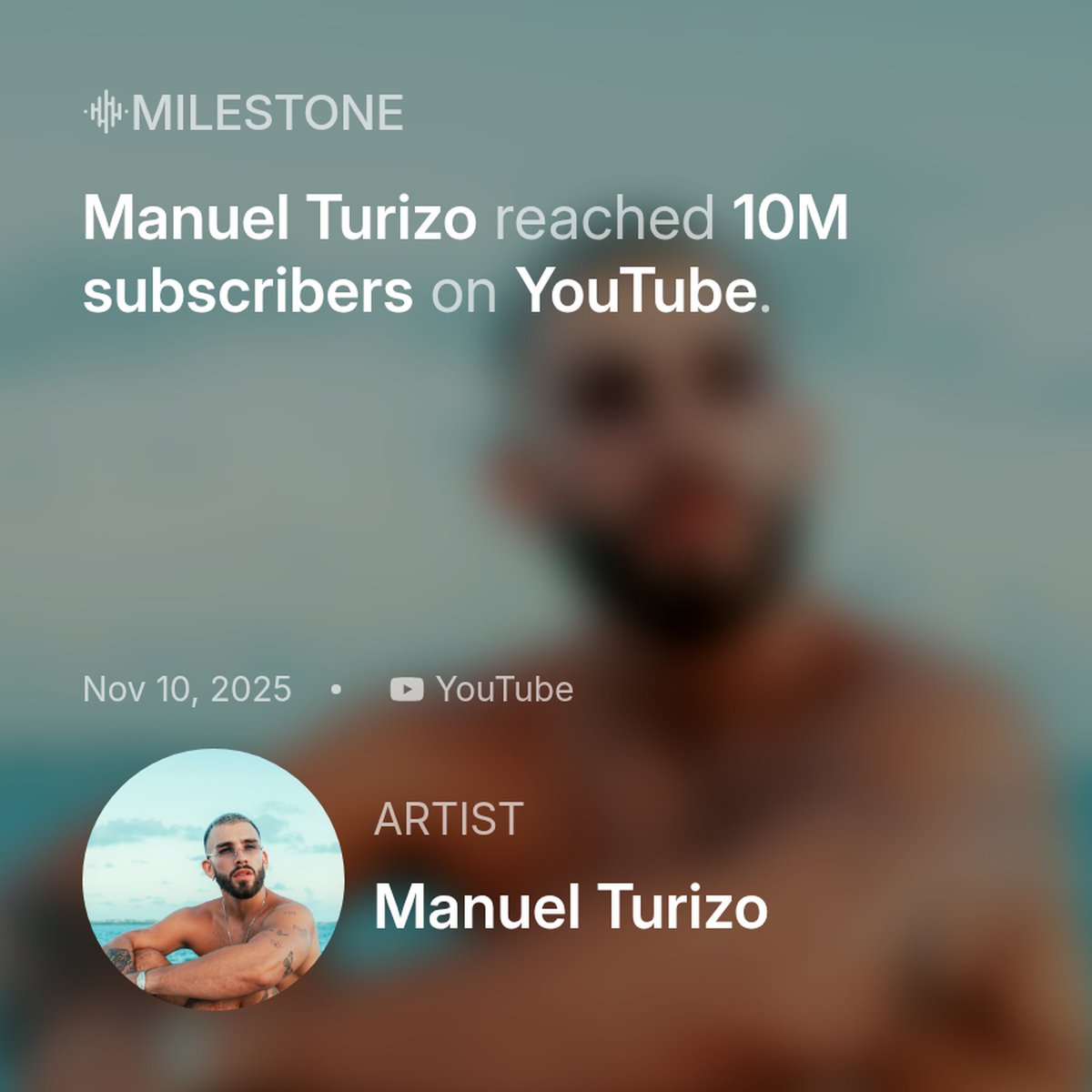 Manuel Turizo (<a href="/ManuelTurizoMTZ/">Manuel Turizo Zapata</a>) reached 10M subscribers on YouTube.