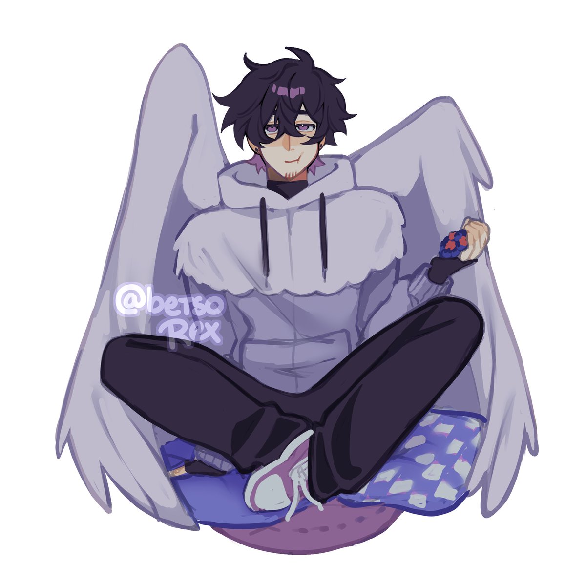 Dxo comiendo bayas en su nido de cojines¿ realmente no sabia muy bien como dibujarlo pero lo queria hacer