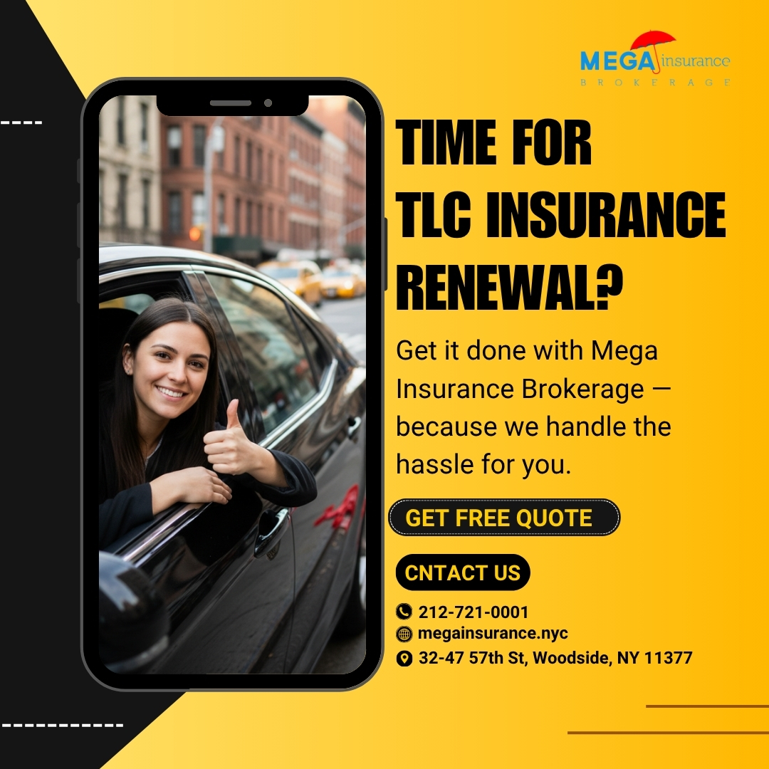MegaInsureNYC's tweet image. Time for TLC insurance renewal?
Get it done with Mega Insurance Brokerage.
Let us take care of the paperwork, compare the quotes, and make your renewal simple and smooth — so you can stay focused on the road, not the forms
#TLCInsurance #TLCRenewal #MegaInsuranceBrokerage