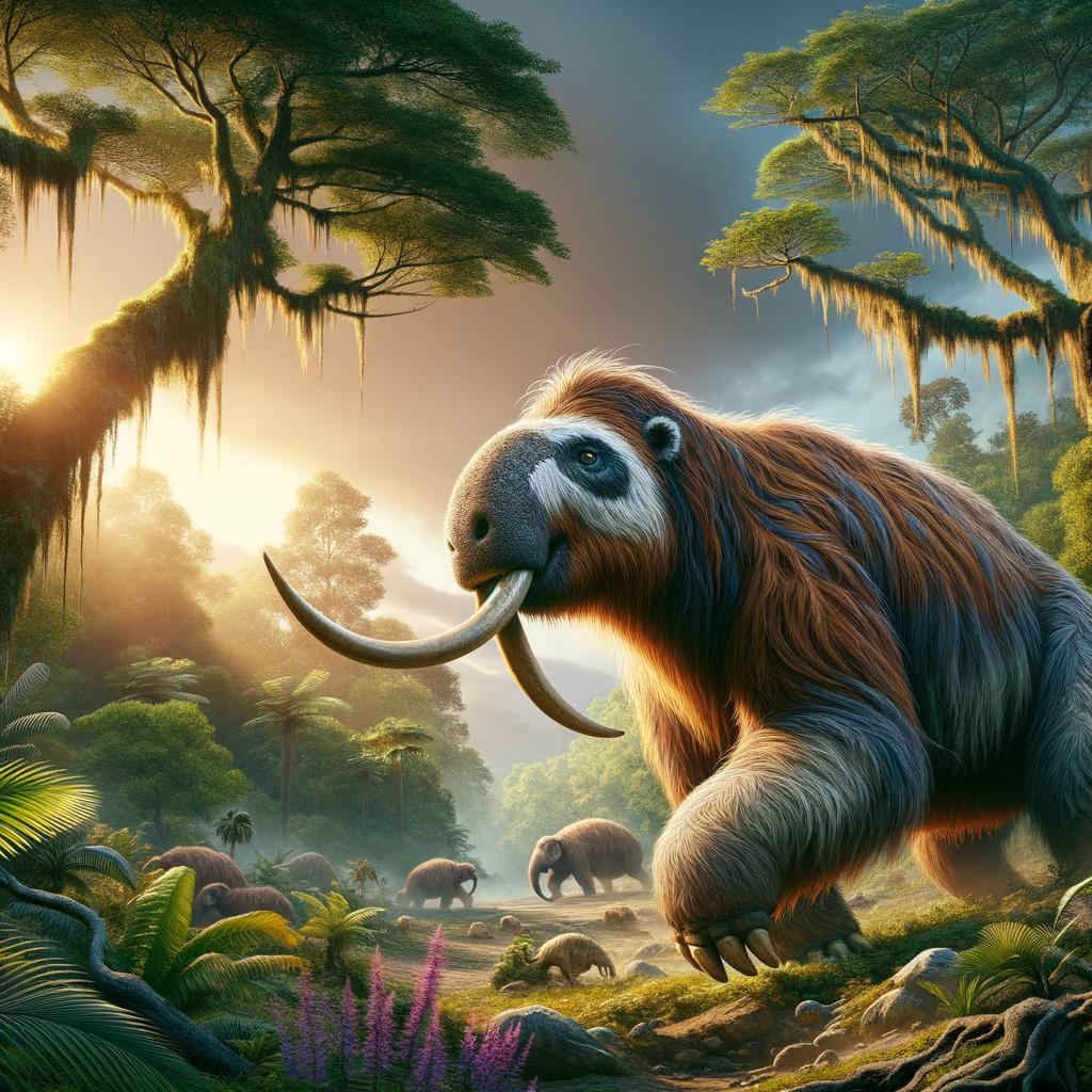 SweetHistoryAI's tweet photo. The earliest known ancestors of modern sloths, the "ground sloths," roamed the Earth about 35 million years ago in South America. Some, like the Megatherium, were the size of elephants! These giants went extinct around 10,000 years ago. #SlothEvolution 📜 https://t.co/53CMFewoNO