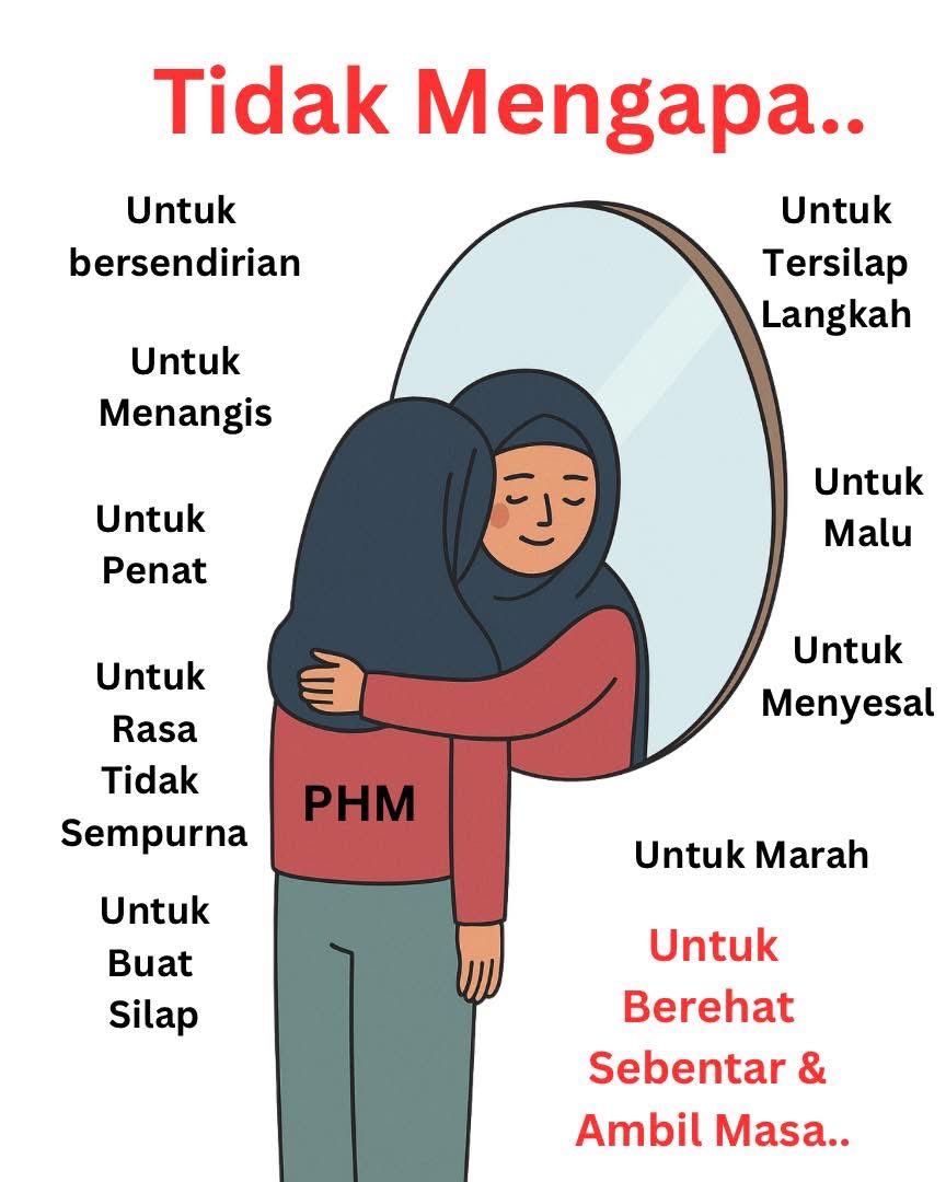 health_malaysia's tweet photo. Tidak mengapa kalau hari ini terasa berat.
Kau tak gagal kau cuma letih.
Ambil masa. Tarik nafas. Peluk diri sendiri.
Semuanya akan baik semula, perlahan-lahan. https://t.co/4U7SL6FwXM
