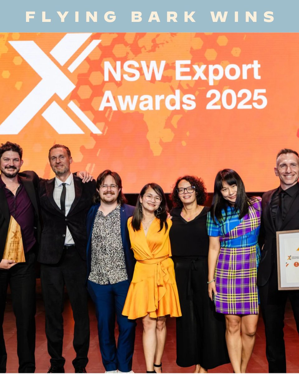 Huge congratulations to <a href="/flyingbark/">Flying Bark</a>, winner of the Creative Industries Award at the 2025 NSW Export Awards. The Sydney-based studio continues to shine globally from Stranger Things: Tales from ’85  to original Australian stories like Tales From Outer Suburbia.
#FlyingBark
