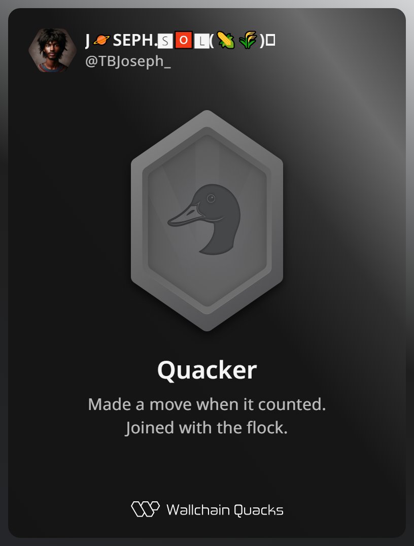 Just unlocked the Quacker on <a href="/wallchain/">Wallchain Quacks</a> 🏆

How cool is that?

Feels great to have my contributions recognized.

How’s Wallchain Quacks been treating you so far?

Not on board yet? Drop a comment for an invite 👇🦆