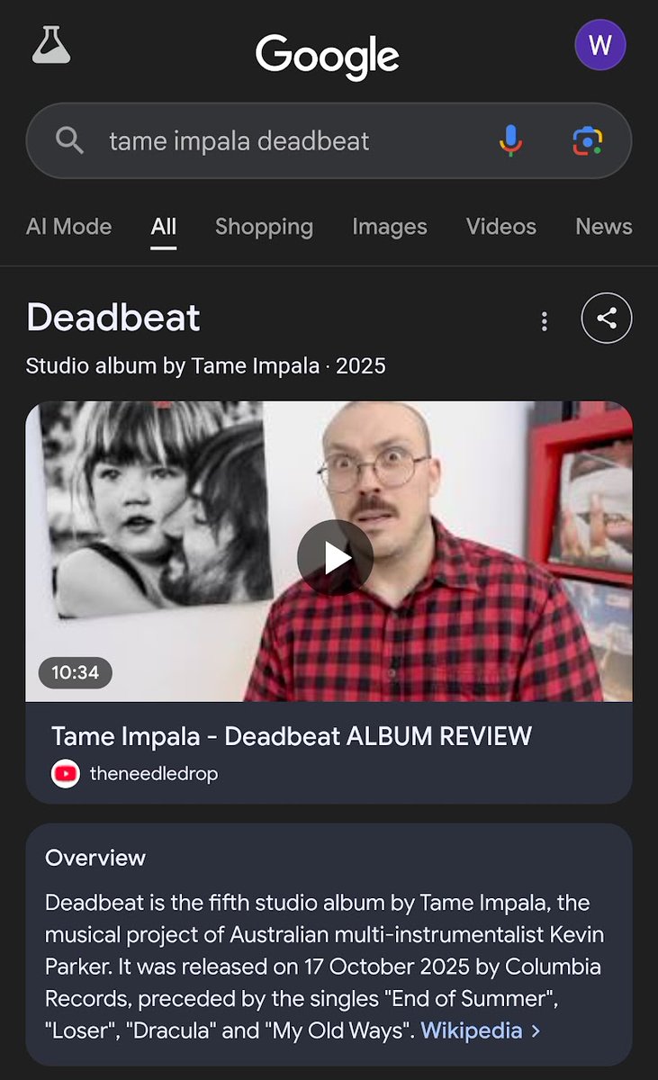 this is what happens when you google Deadbeat Tame Impala. there's no coming back from this. i think if i were him i'd end it all