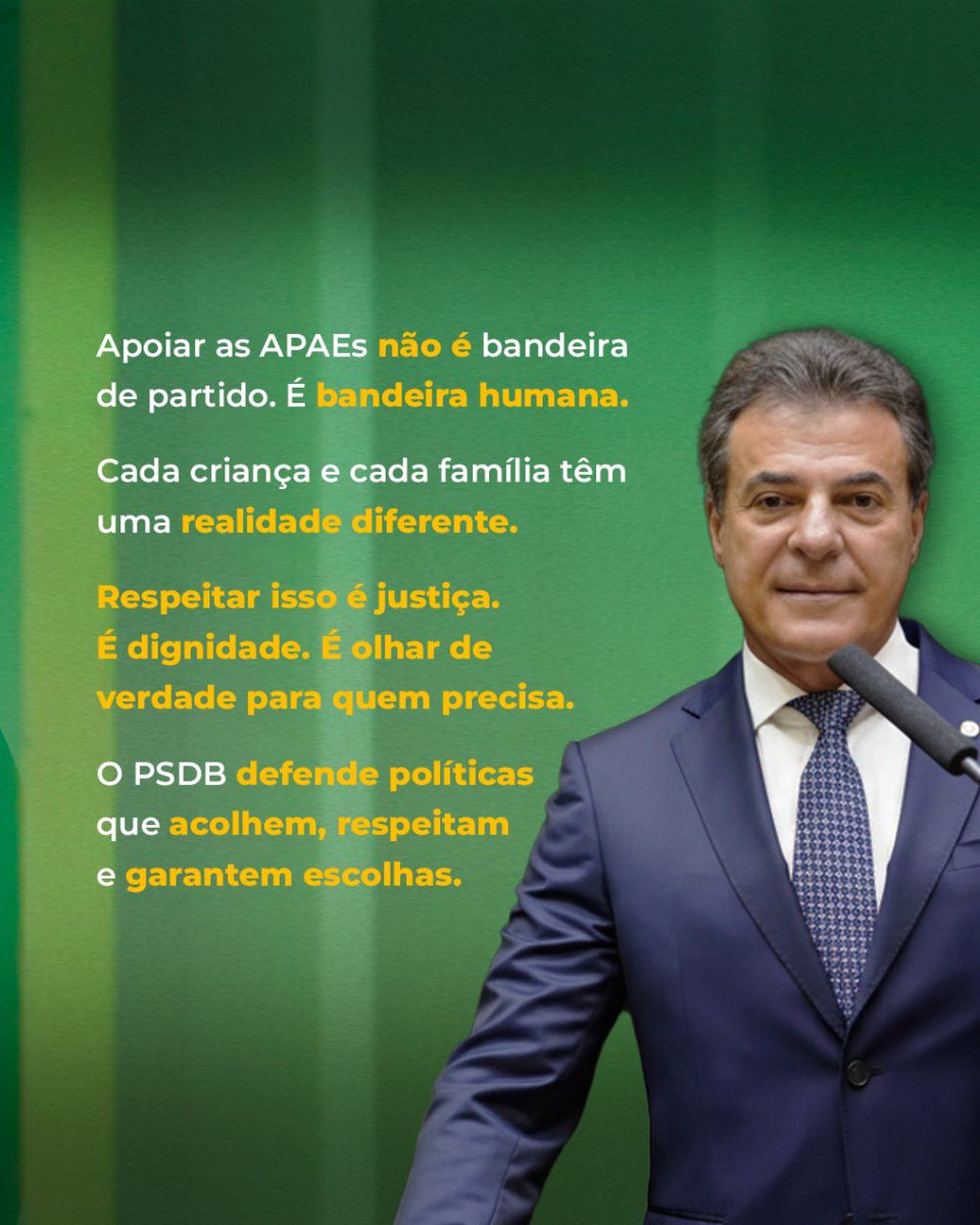 ITV_Oficial's tweet image. As APAEs acolhem, cuidam e transformam vidas há décadas. 💙

O PSDB, com o dep. Beto Richa, defende o direito das famílias de escolher o melhor caminho para seus filhos.

Inclusão é garantir escolhas, não impor caminhos. ✋

#PSDB #ITV #Inclusão #APAE