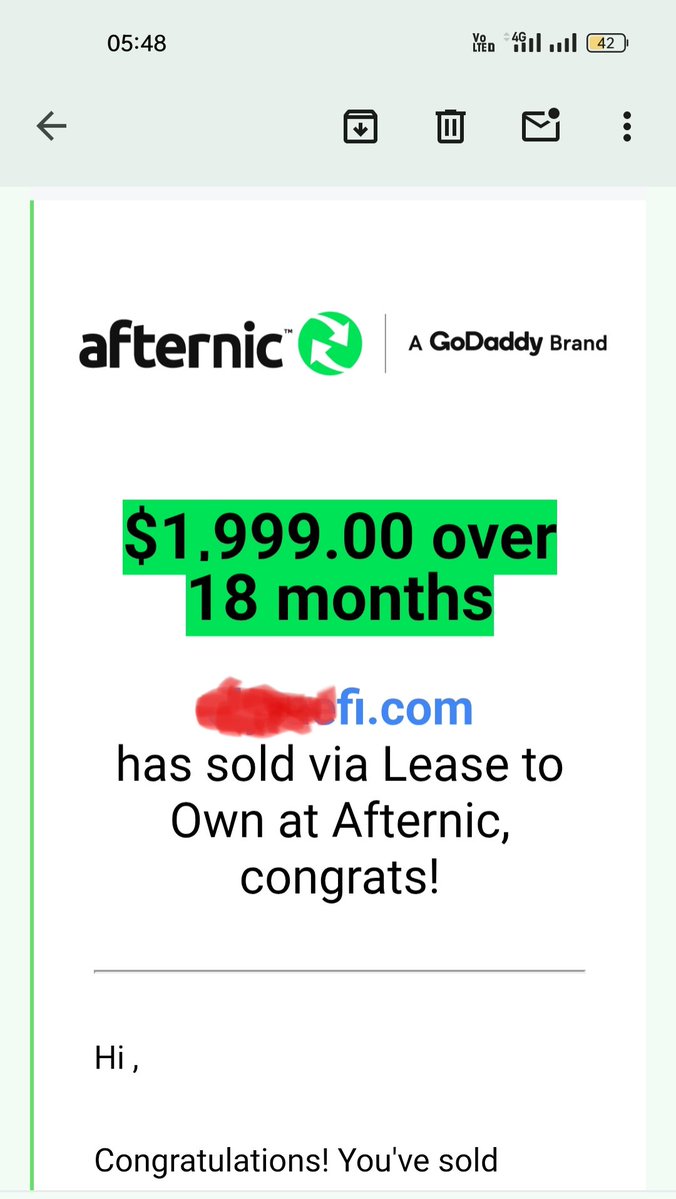 My first ever LTO sale Today! 💰💰
It's Finance Domain. 
Hold time almost 11 month.

I don't know how LTO work? But it's okay to start. 
#domain