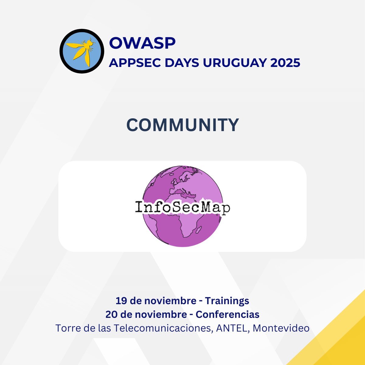 owasp_uy's tweet image. Se acerca el OWASP AppSec Days Uruguay que se llevará a cabo el 19 con trainings y el 20 con charlas en el auditorio de la Torre de ANTEL.

Agradecemos a @InfoSecMap por ser 🤝 Community Sponsor y difundir hace años nuestros eventos para seguir creciendo en comunidad