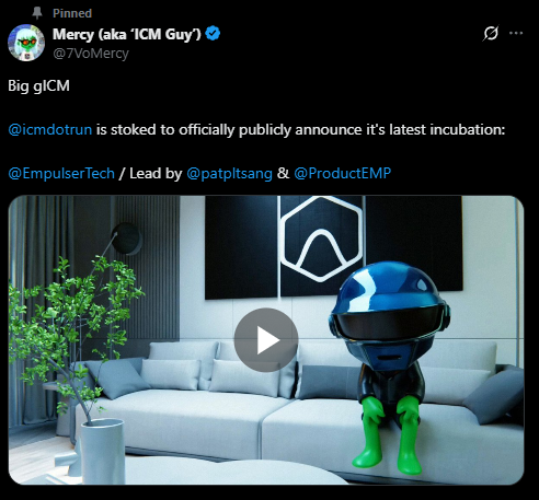 So you're telling me <a href="/icmdotrun/">ICM.RUN</a> just announced Empulser as their first live incubated project.

We know $CPT has a 6% float, of which 1% is sitting in the wallet highlighted below (~$260K).

We know <a href="/Nic_Wenzel_1/">Nicholas Wenzel</a> is a top contributor to ICMRUN (4% holder) and we know <a href="/imtomcurry/">Captain Beef</a>