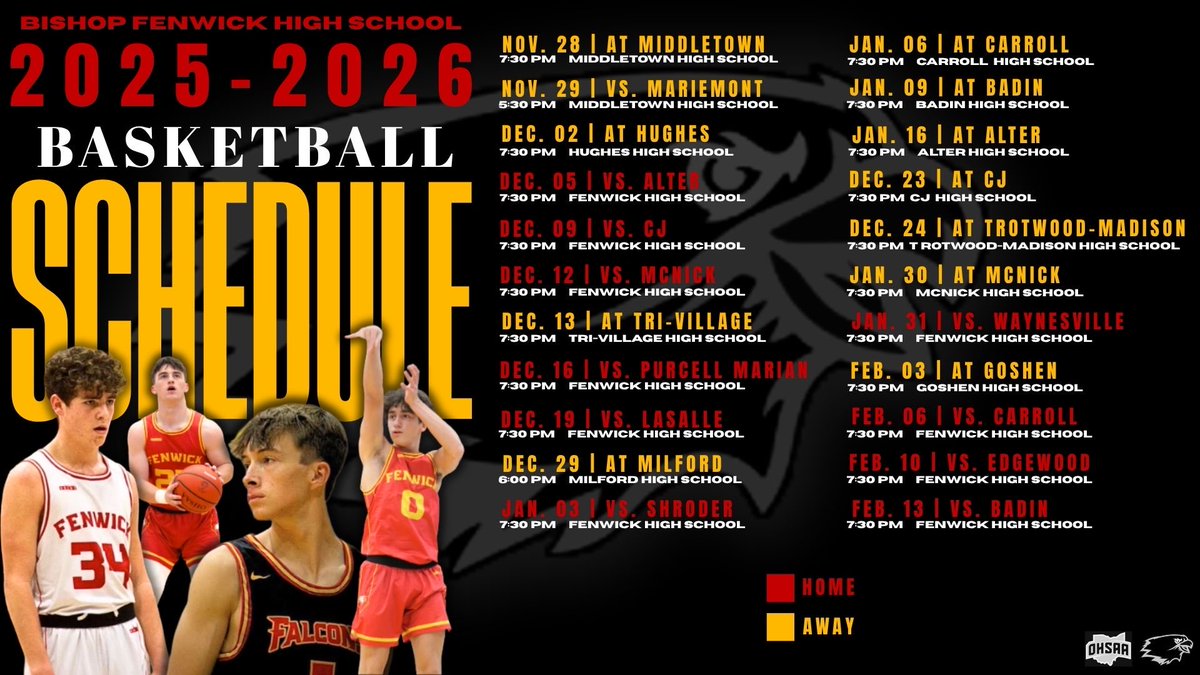 2025-2026 BOY’S BASKETBALL SCHEDULE. 
first game: Friday, Nov. 28 at Middletown