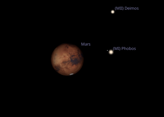 Resurrected after more 22 years, a stacked photo of Mars I took in August 2003 when it was at the closest to Earth for thousands of years. Taken with a Canon D30 handheld up to the eyepiece, forgotten about, and the 22 "frames" just now stacked, lol. Stellarium showed the right.