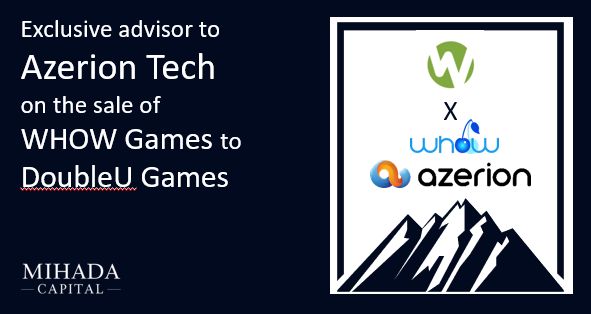 yingerz's tweet photo. Catching up on some recent deal announcements — kicking things off with this one 👇

🎮 Advised Azerion on the €55 M (+ €10 M earn-out) sale of WHOW Games to DoubleU Games, among the first under Mihada Capital. https://t.co/hO35v3xnrf