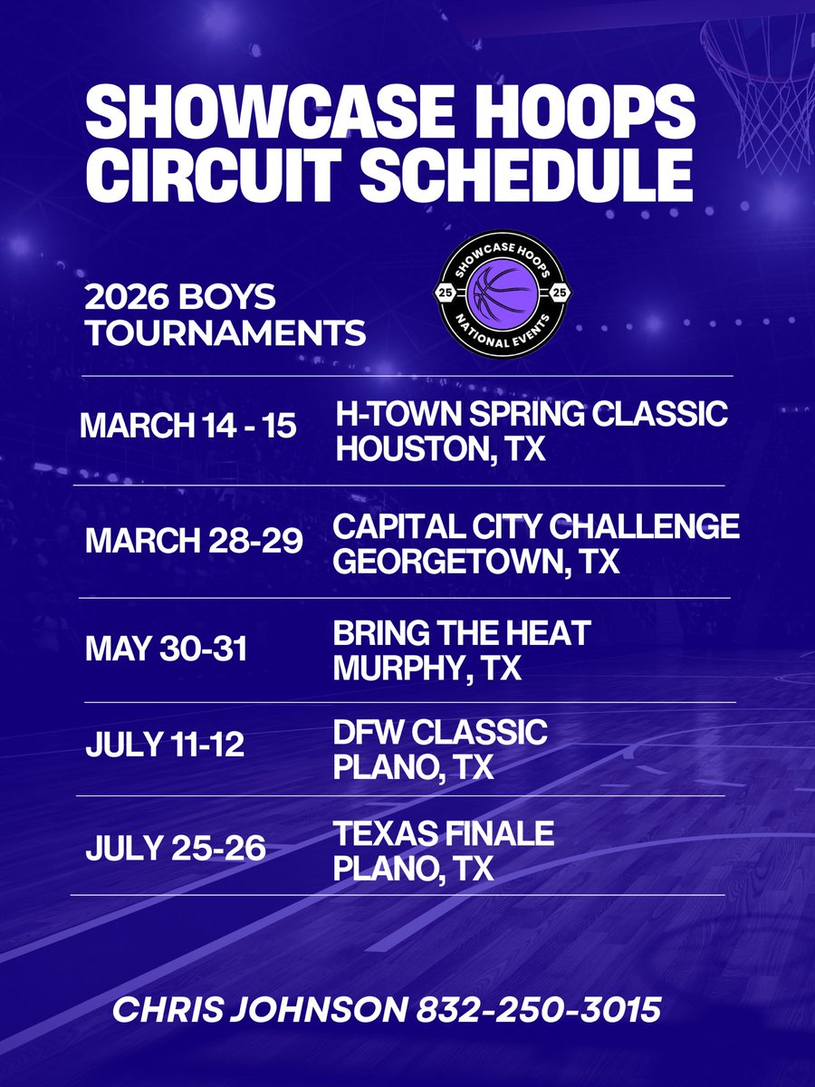 Just dropped the Showcase Hoops Circuit Schedule. Join us this Spring/Summer for some great events.