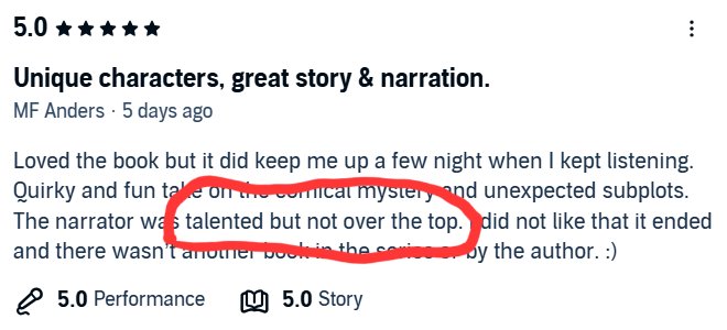 BBominations's tweet photo. I've had a few reviews in my time (and some really lovely ones are starting to come in for The Retired Assassin's Guide to Country Gardening), but as a kiwi, perhaps none makes me prouder than this one. "Talented but not over the top" indeed ๐คฃ
#audiobook #voiceover #podiumaudio https://t.co/p1cCAgNHbV