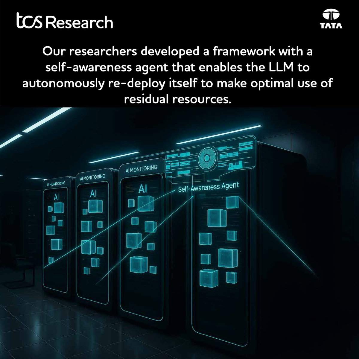 TCSResearch's tweet image. Manually deploying large LLMs is often inefficient. What if the model could optimize its own placement?
At International Conference on Performance Engineering (#ICPE2025), our researchers presented a framework with a &quot;Self-Awareness Agent&quot; that enables an LLM to re-deploy itself…