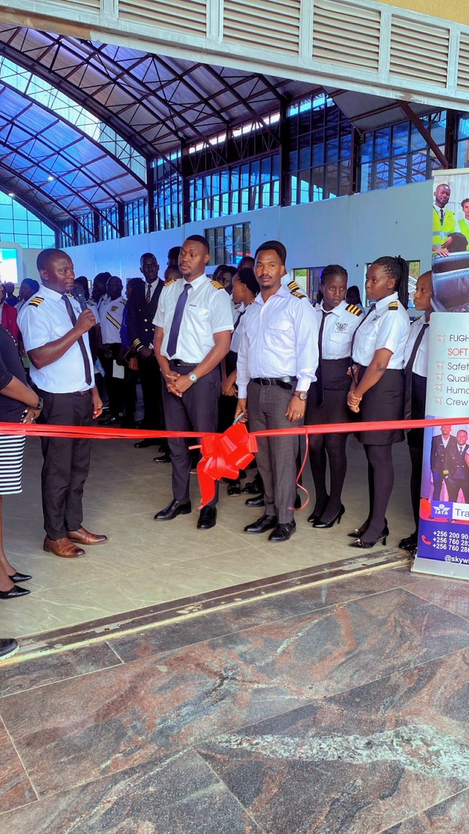 aerospaceuganda's tweet photo. The launch was officiated by @Capt. Oxtone Lubega, CEO and Founder of Aerospace Uganda, together with Ms. Shine Ikirizza, Team Lead – Learning &amp; Development at Uganda Airlines, who graced the event as Chief Guest. https://t.co/Bjs78Au52V