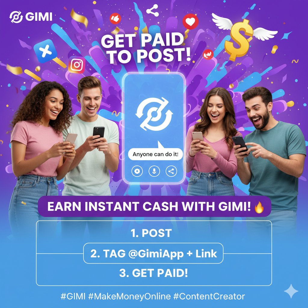 zar4a000992's tweet image. 🔥 If you can post, you can earn! 💰 GIMI makes it easy to get paid instantly for creating content for brands. Forget being an influencer—everyone wins!
Join the $5,000 reward pool:
Post on social media
Tag @GimiApp + link
Submit and start earning!
#GIMI #GetPaidToPost