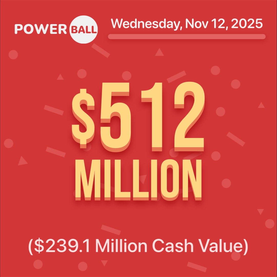 #Powerball was not hit tonight. 

Jackpot for Wednesday, Nov. 12 has increased to $512,000,000! 💰💵💰 
 
Good Luck! 
 
#lottery #lotto #loteria #jackpot