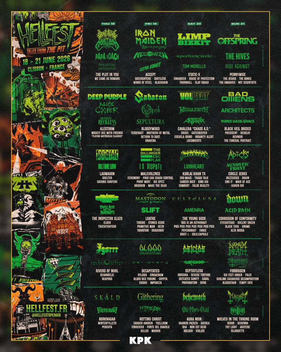 Hellfest Open Air 2026 Duyuruldu

Iron Maiden, Limp Bizkit, Bring Me The Horizon ve daha birçok grup Hellfest Open Air 2026 kadrosunda!

kapakmagazin.com/iron-maiden-li…