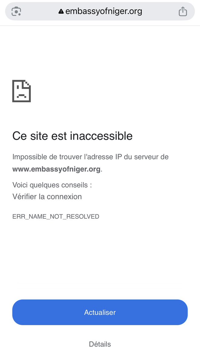 Comment un pays peut-il prétendre défendre ses intérêts à l’étranger quand son ambassade aux USA n’a même pas un site fonctionnel ? 
#Niger