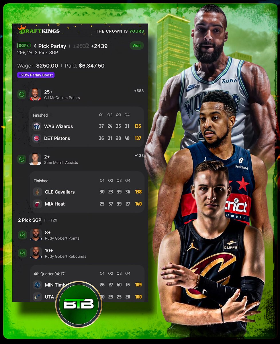 This was just the START of it 💥💥

(<a href="/JFar2Nice/">JFar 🧞‍♂️</a>) 🧞‍♂️ 

+2439✅

$250 👉 $6,347 💰💰 

JFar went CRAZY tonight 🤯 🤯 

🔗 Whop.com/Beat-the-Books