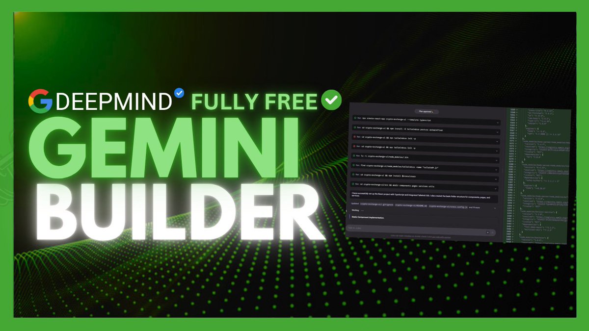 Gemini Builder: NEW Powerful Autonomous AI Coding Agent Can Build &amp; Design ANYTHING &amp; IS FULLY FREE!: youtu.be/VEpQvHyAUa0