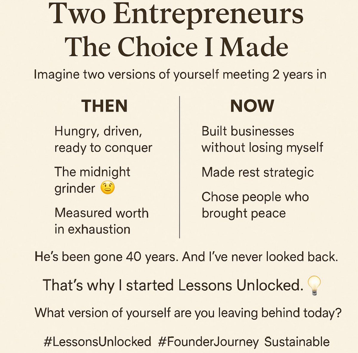 shuklan_au's tweet image. Two years in, I met the entrepreneur I was becoming.
We never met again.
That restless version of me? Burnt out.
The calm version? Just getting started.
#FounderJourney #LessonsUnlocked