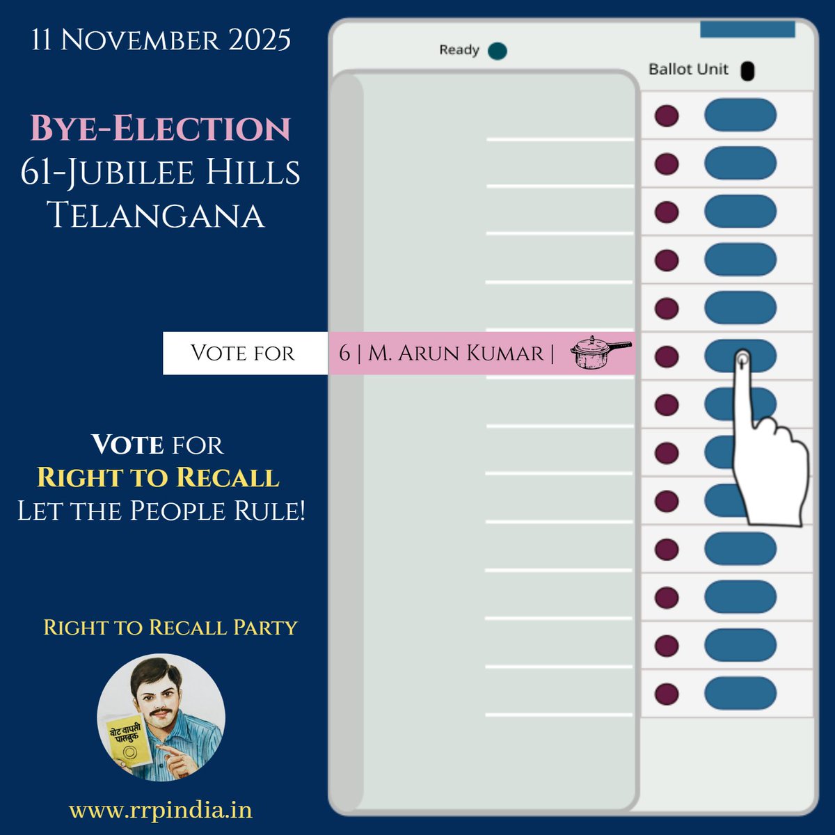 righttotruth_in's tweet photo. Vote For Pressure Cooker, Bye-Election 61-Jubilee Hills, Telangana

#ByeElection #JubileeHills #RightToRecallParty #RightToRecall #Vote #ECI #Election #TelanganaPolitics #Politics #Hyderabad #JubileeHillsByElection #VoteForPressureCooker https://t.co/9x2BZtZtPp
