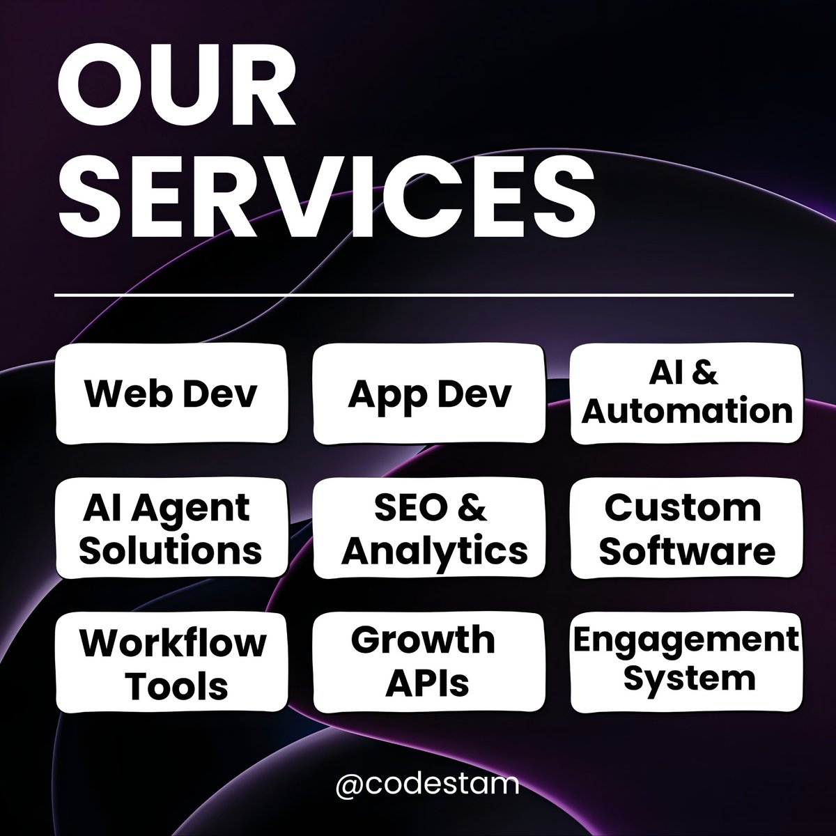 CodestamStore's tweet photo. Transform your business with Codestam Technologies!
From AI automation to custom software — we build tools that power your growth.
Explore smart digital solutions designed for results.
.
.
.
.
#Codestam #AIAutomation #WebDevelopment #AppDevelopment #TechSolutions #CustomSoftware https://t.co/OMqDSsKIF2