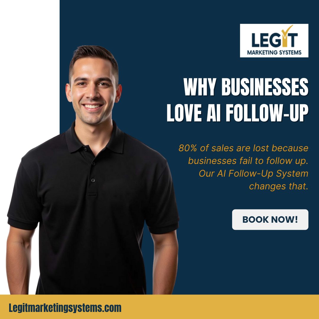 LegitMSystems's tweet image. Our AI Follow-Up System changes that.

✅ Replies in seconds (text + email + chat)
✅ Personalizes every response
✅ Books appointments automatically

Never lose another opportunity 👇
🔗 legitmarketingsystems.com/ai-lead-follow…

#LeadAutomation #SmartBusiness #AILeads