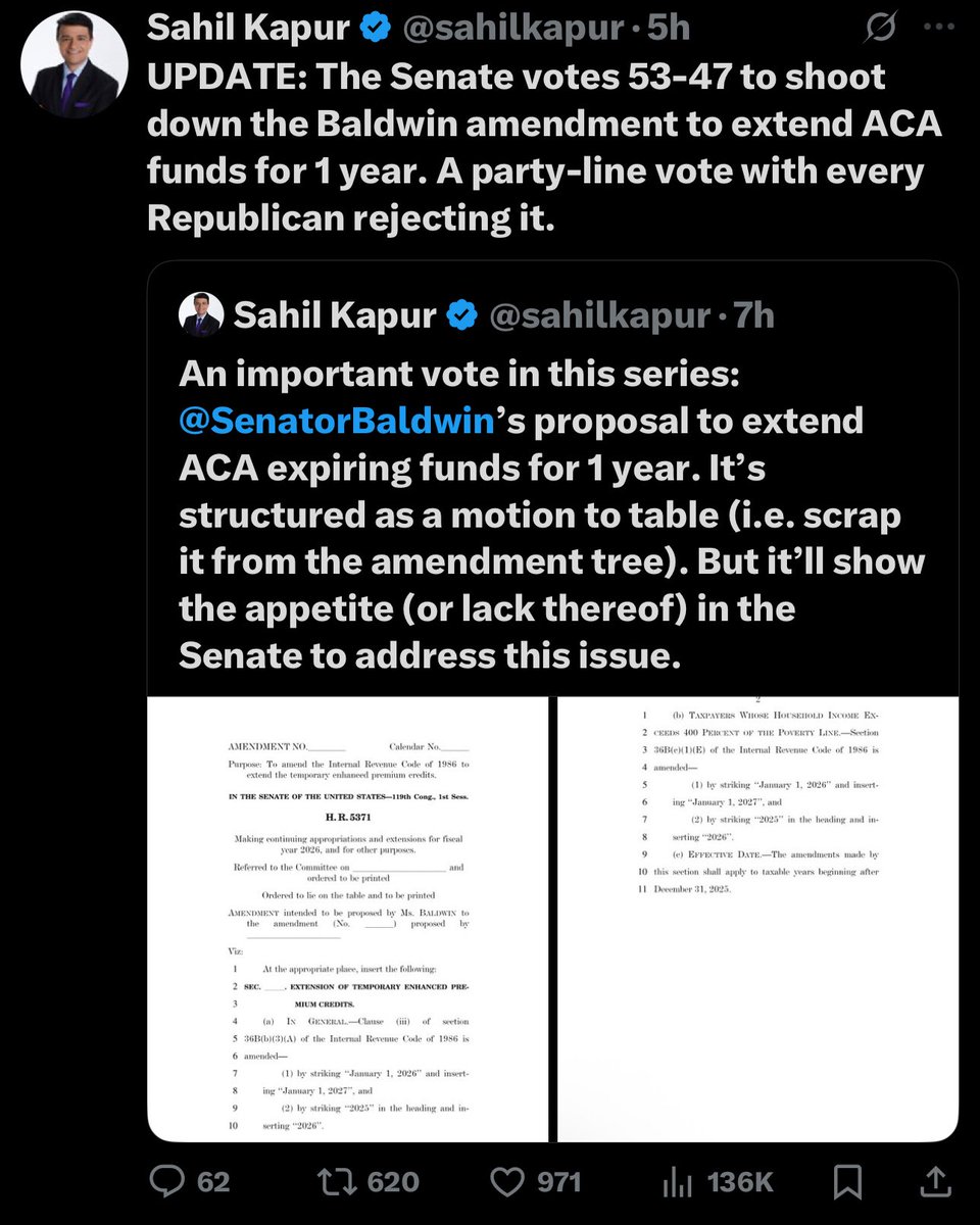 Every Republican Senator just voted against extending the ACA subsidy for one year. What do we expect will happen when this comes up for a vote again in December?