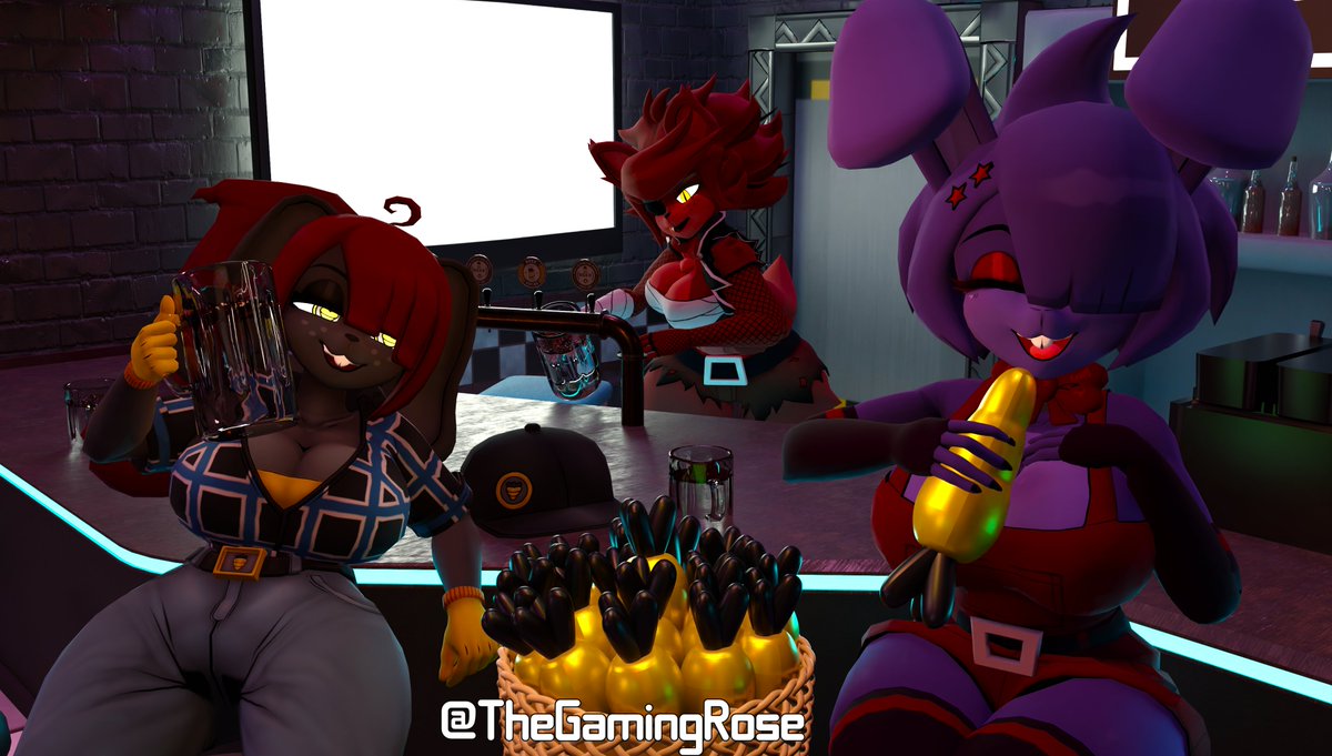 I was not satisfied with the results, characters too shiny for my taste and it really felt devoid of color. so I went back in and made changes. A constant reminder to artists that there's always room for improvement!
#bonfie #fexa #fapnightsatfrennis