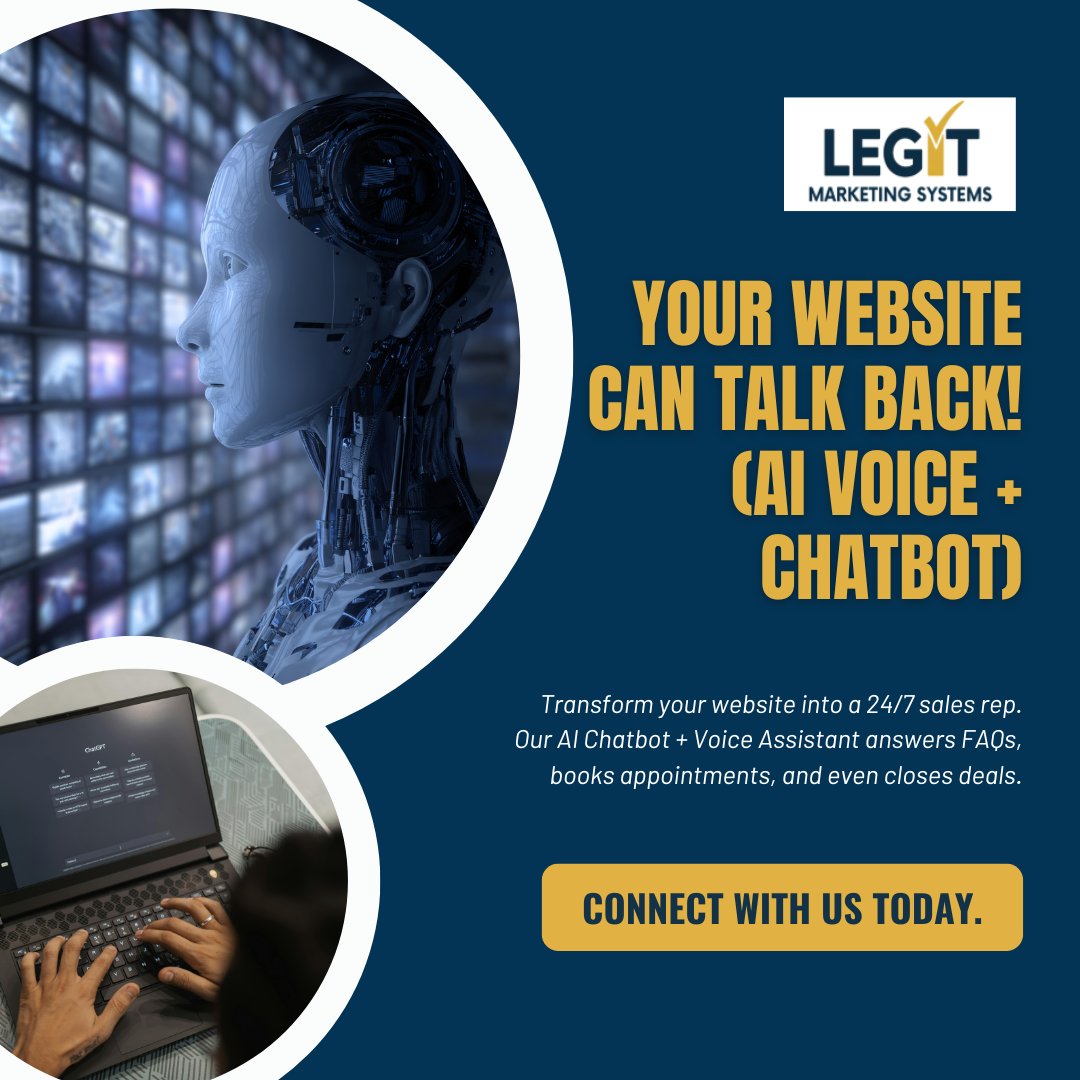 LegitMSystems's tweet image. Our AI Chatbot + Voice Assistant answers FAQs, books appointments, and even closes deals.

✅ Captures leads instantly
✅ Boosts conversions by 3x
✅ Works nonstop

See it in action 👇
🔗 legitmarketingsystems.com/ai-voice-emplo…

#AIChatbot #SmartTech #BusinessAutomation