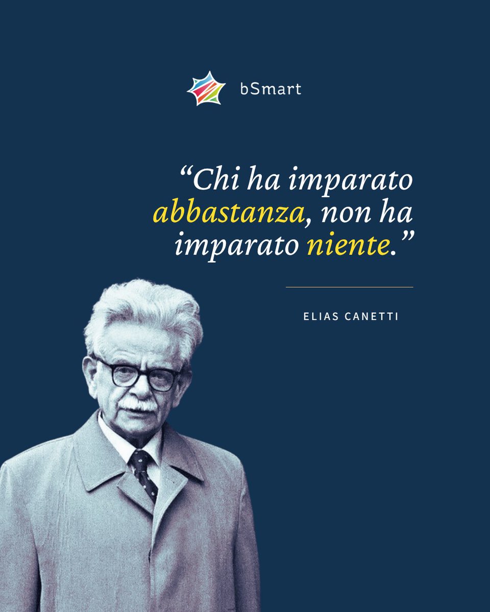 bSmart_it's tweet image. “Chi ha imparato abbastanza, non ha imparato niente.”
(Elias Canetti)

#quoteoftheday #quotestagram #scuola #scuolaitaliana #learning #vitadaprof #imparare #eduquote #eduquotes #inspirationalquotes #inspire #teamdocenti #education #educazione #citazione #canetti