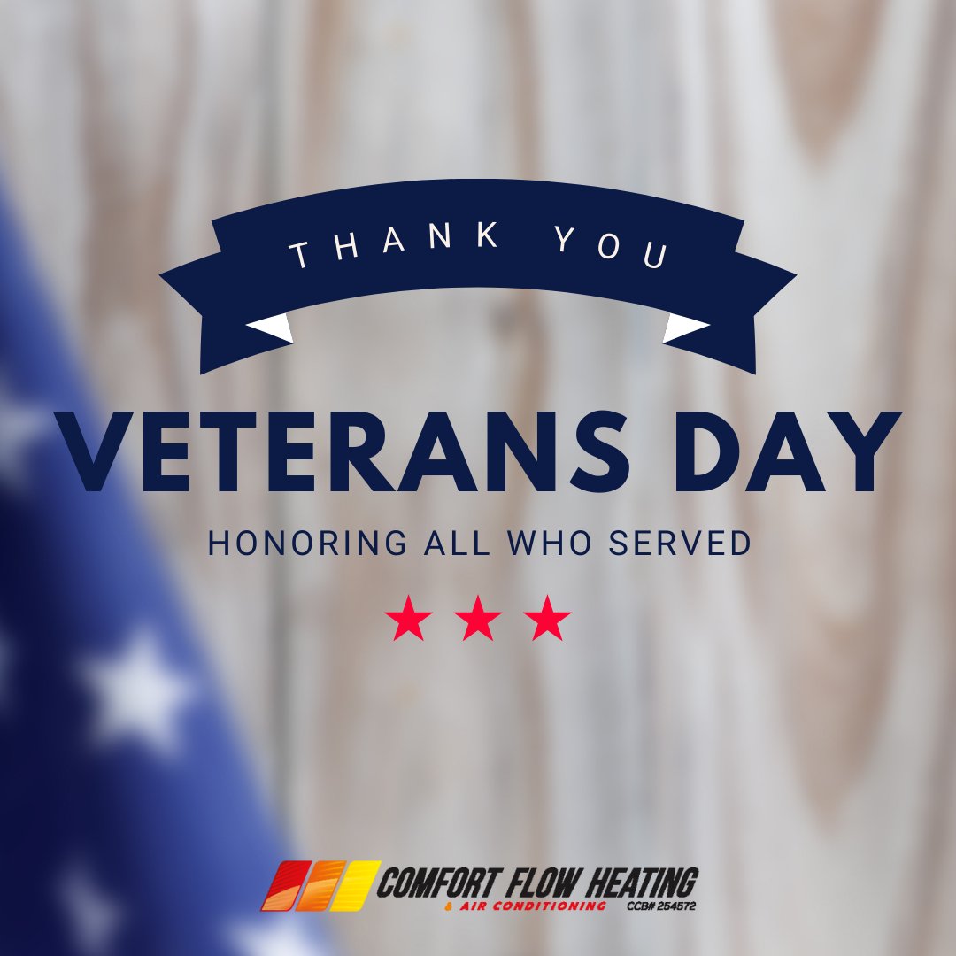 ComfortFlow's tweet image. 🇺🇸 Happy Veterans Day! Today we honor all who have served and sacrificed for our country. We are grateful not only to veterans everywhere, but also to the incredible veterans who are part of our Comfort Flow Heating family.

Your courage and dedication inspire us every day. 💙❤️