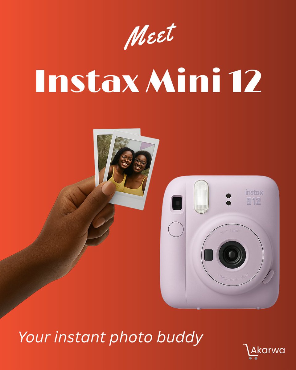 akarwa_store's tweet photo. Snap. Print. Smile! 😄
The Instax Mini 12 brings your memories to life — instant photos for travel, parties &amp; everyday fun!
✅ Pay upon Delivery | ✅ Sourced from Amazon
Shop now 👉 https://t.co/EIX8CBalqm
 | 📞 0733232383
#InstaxMini12 #Akarwa #CaptureTheMoment #InstantFun https://t.co/0AsEozIvBz