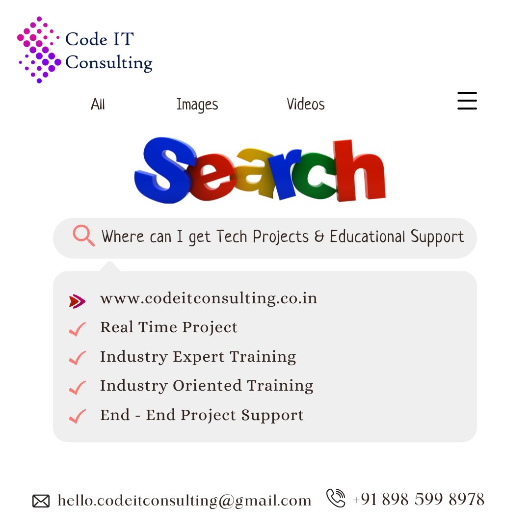 CodeIT_co's tweet image. Stop Searching. Start Building.
Get Real-time tech Projects, Expert guidance, and complete project support—all in one place at Code IT Consulting.
#CodeITConsulting #LearnWithExperts #TechProjects #SmartLearning #CodingJourney #IndustryTraining #ProjectSupport #ITConsulting