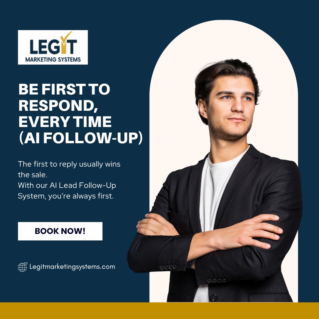 LegitMSystems's tweet image. With our AI Lead Follow-Up System, you’re always first.

✅ Instant text &amp;amp; email replies
✅ Real-time booking links
✅ 24/7 customer service

Be the fastest in your market 👇
🔗 legitmarketingsystems.com/ai-lead-follow…

#SalesAutomation #AIFollowUp #GrowthTools