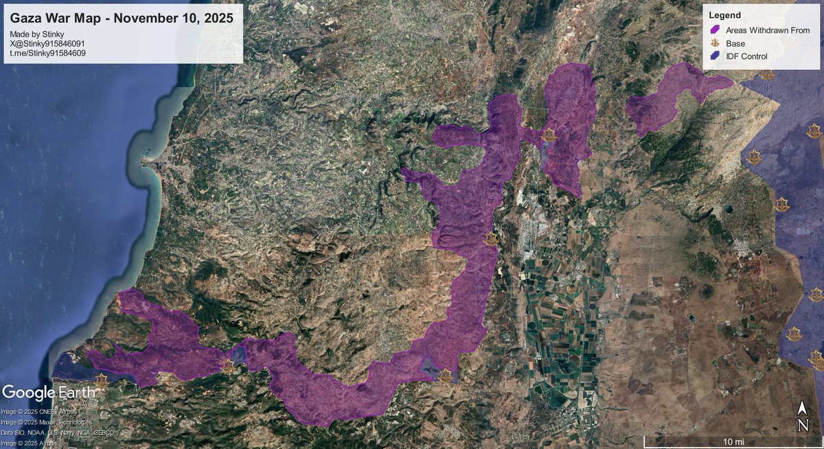 Deviating from the Gaza conflict, I made a slight update to the Lebanon area, I added the areas that the IDF was previously operating in on the ground from October-November of 2024. Go check it out on the map.

Link: google.com/maps/d/u/1/emb…