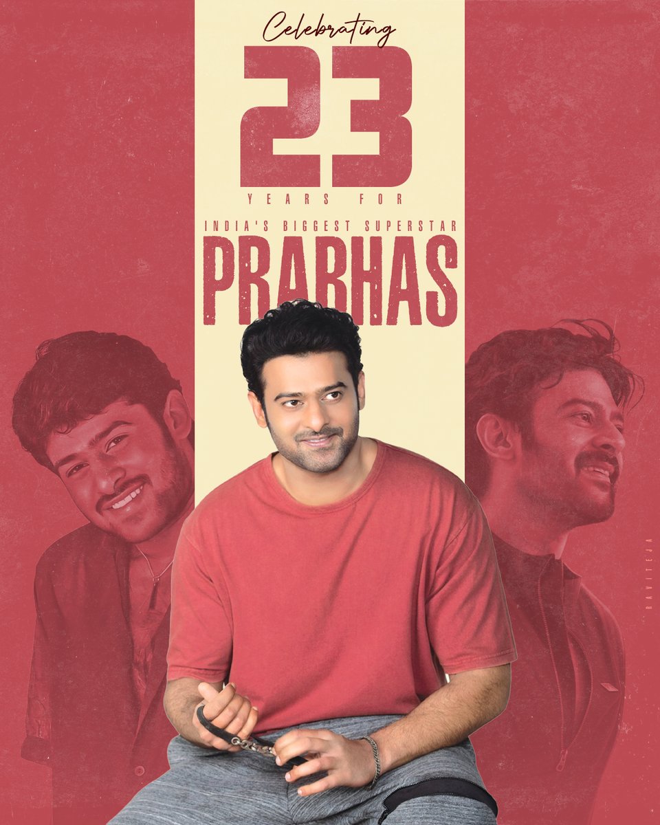 PrabhasRaju's tweet photo. 23 years… and the journey still feels like it’s just beginning.
Congratulations to India’s Biggest Superstar #Prabhas for setting standards, breaking barriers and ruling hearts with silence, strength &amp; style.
#23YearsOfRebelStarPrabhas https://t.co/uAJJvvwwJb
