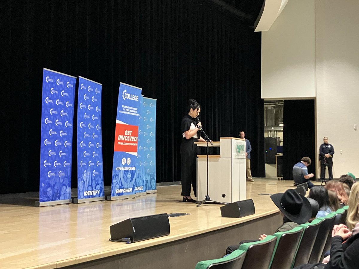 loganwashburn76's tweet photo. Mary-Catherine Hallmark, the student who defended Charlie Kirk (to meet death threats), is now speaking.

“The University of North Texas has done nothing until all of these people have stepped in to help.”

@DallasExpress https://t.co/dH4Zchhhok